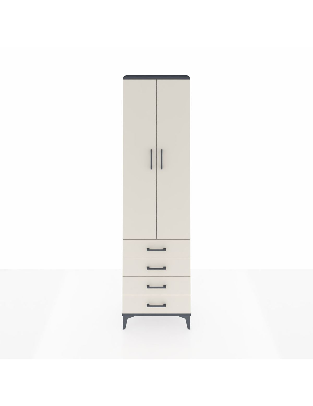 Arges Dolap 4 Raflı 4 Çekmeceli 2 Kapaklı 60x30x221 Antrasit-Aytaşı