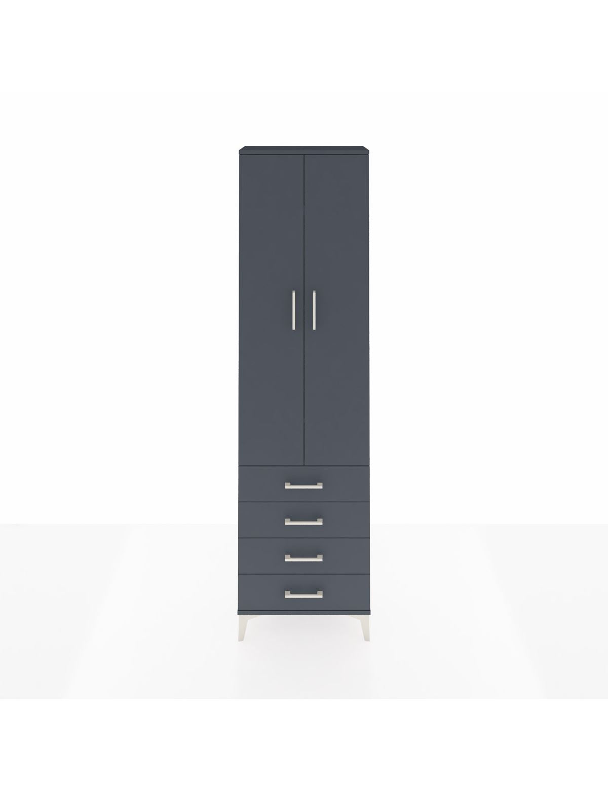 Arges Dolap 4 Raflı 4 Çekmeceli 2 Kapaklı 60x30x221 Antrasit-Antrasit