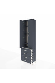 Arges Dolap 4 Raflı 4 Çekmeceli 2 Kapaklı 60x30x221 Antrasit-Antrasit