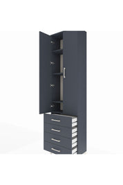 Arges Dolap 4 Raflı 4 Çekmeceli 2 Kapaklı 60x30x221 Antrasit-Antrasit