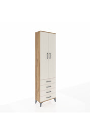 Arges Dolap 4 Raflı 4 Çekmeceli 2 Kapaklı 60x30x221 Çam-Aytaşı