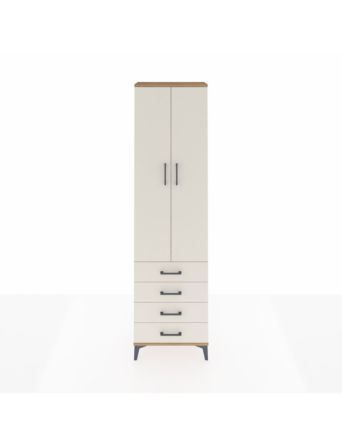 Arges Dolap 4 Raflı 4 Çekmeceli 2 Kapaklı 60x30x221 Çam-Aytaşı