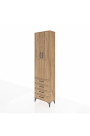 Arges Dolap 4 Raflı 4 Çekmeceli 2 Kapaklı 60x30x221 Çam-Çam