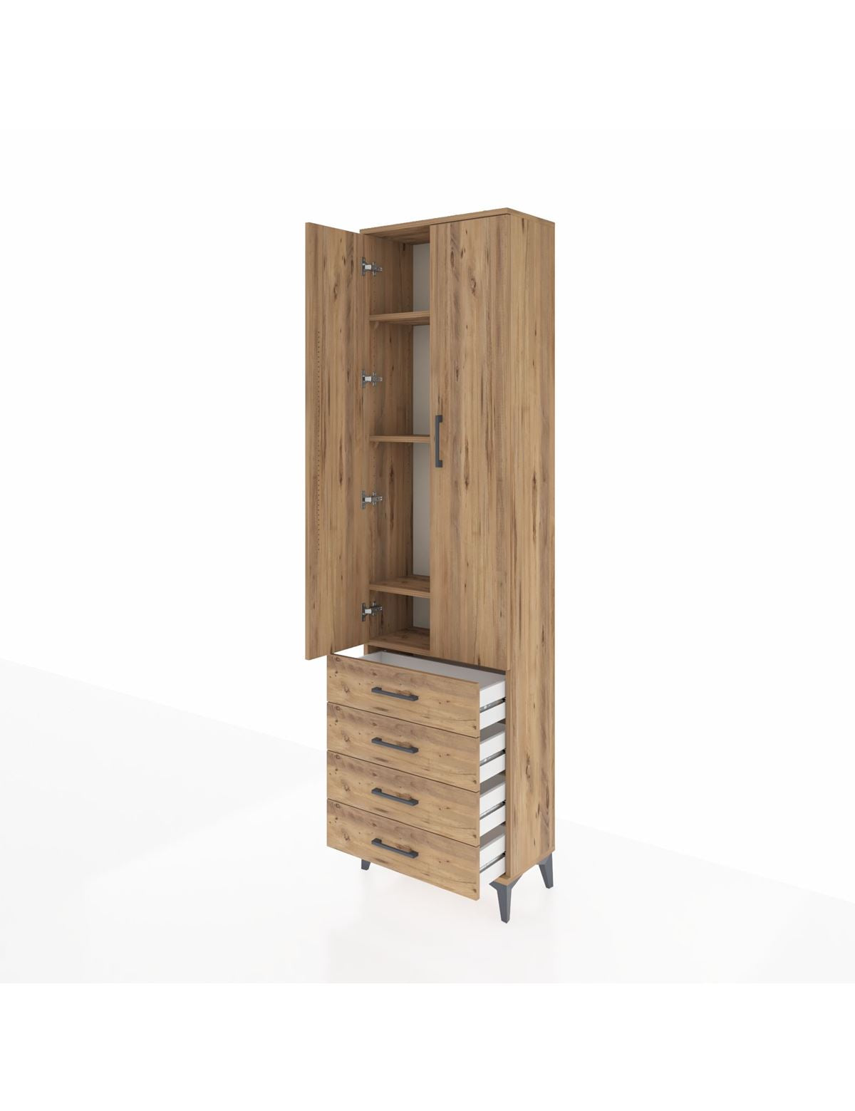 Arges Dolap 4 Raflı 4 Çekmeceli 2 Kapaklı 60x30x221 - S29M029V9A