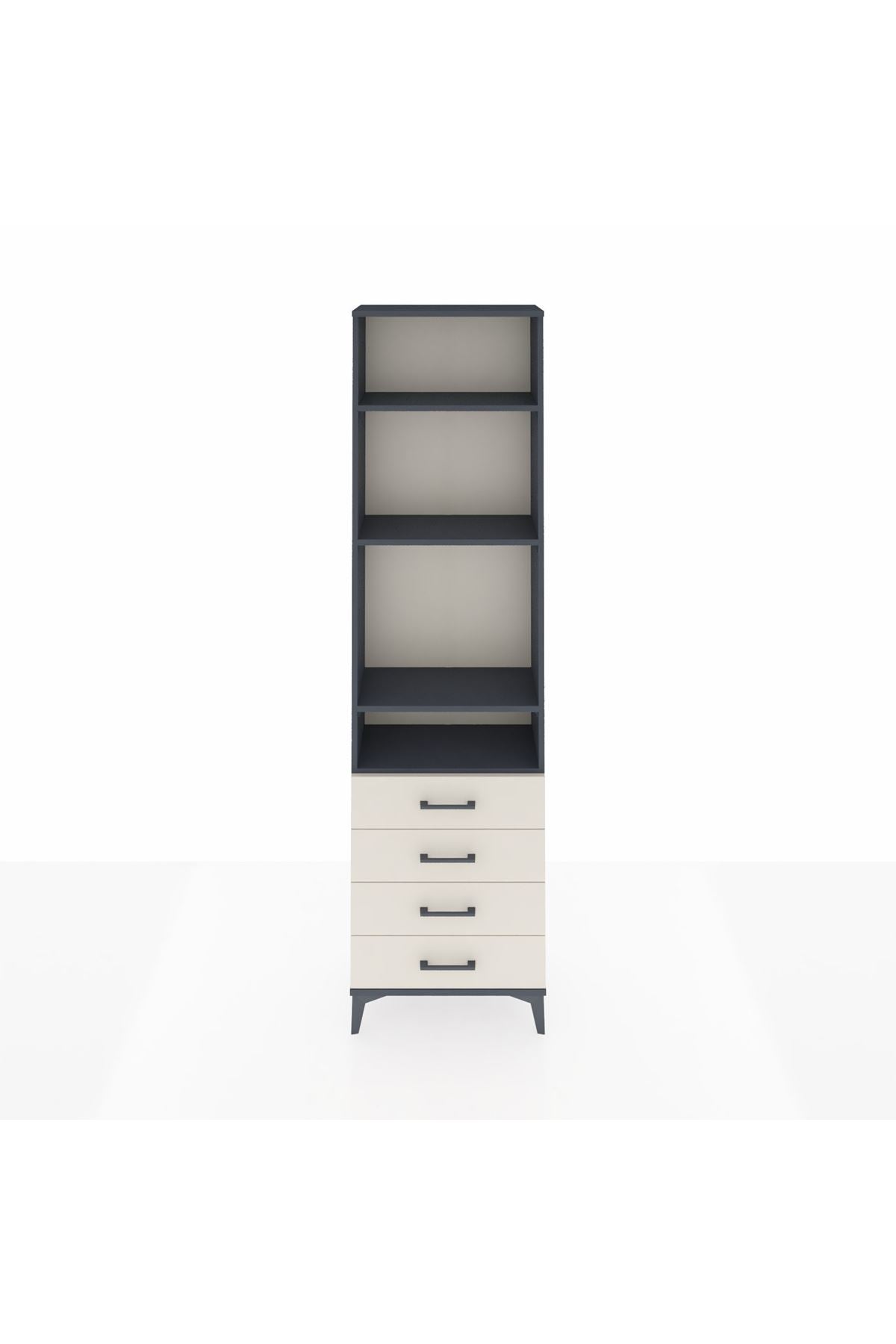 Arges Dolap 4 Raflı 4 Çekmeceli 60x30x221 Antrasit-Aytaşı