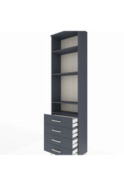 Arges Dolap 4 Raflı 4 Çekmeceli 60x30x221 Antrasit-Antrasit