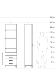 Arges Dolap 4 Raflı 4 Çekmeceli 60x30x221 Antrasit-Antrasit