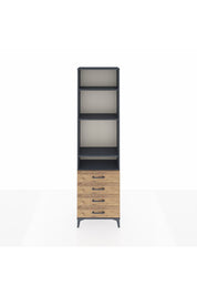 Arges Dolap 4 Raflı 4 Çekmeceli 60x30x221 Antrasit-Çam