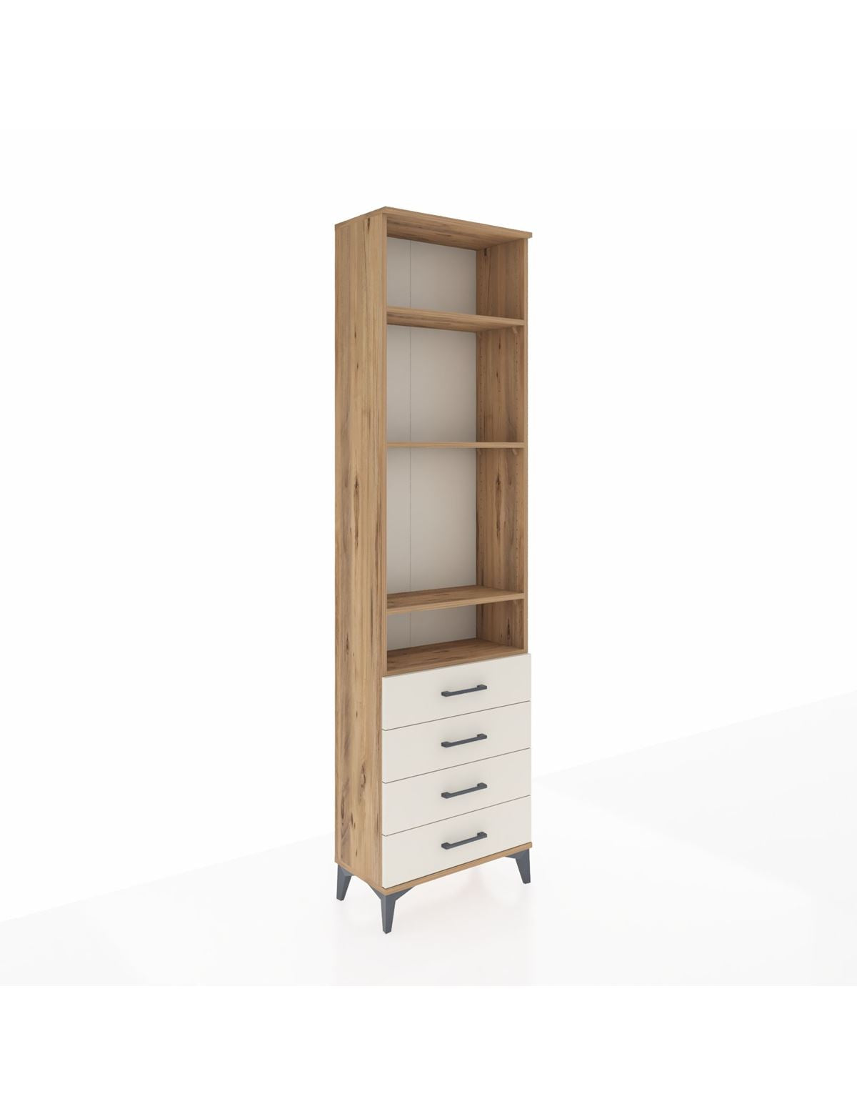 Arges Dolap 4 Raflı 4 Çekmeceli 60x30x221 Çam-Aytaşı