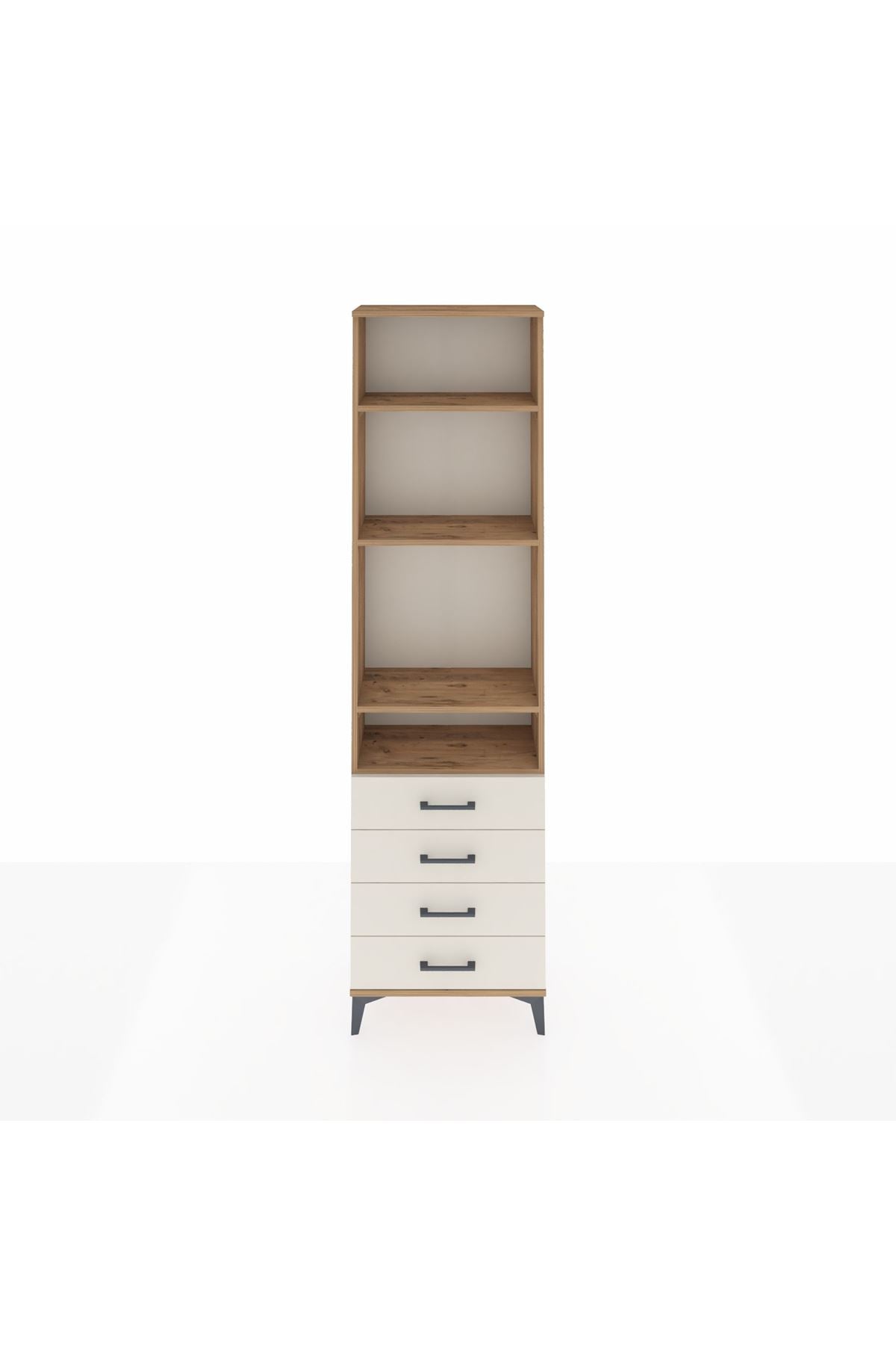 Arges Dolap 4 Raflı 4 Çekmeceli 60x30x221 Çam-Aytaşı