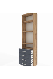 Arges Dolap 4 Raflı 4 Çekmeceli 60x30x221 Çam-Antrasit