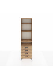 Arges Dolap 4 Raflı 4 Çekmeceli 60x30x221 Çam-Çam