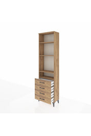 Arges Dolap 4 Raflı 4 Çekmeceli 60x30x221 Çam-Çam