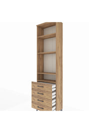 Arges Dolap 4 Raflı 4 Çekmeceli 60x30x221 Çam-Çam