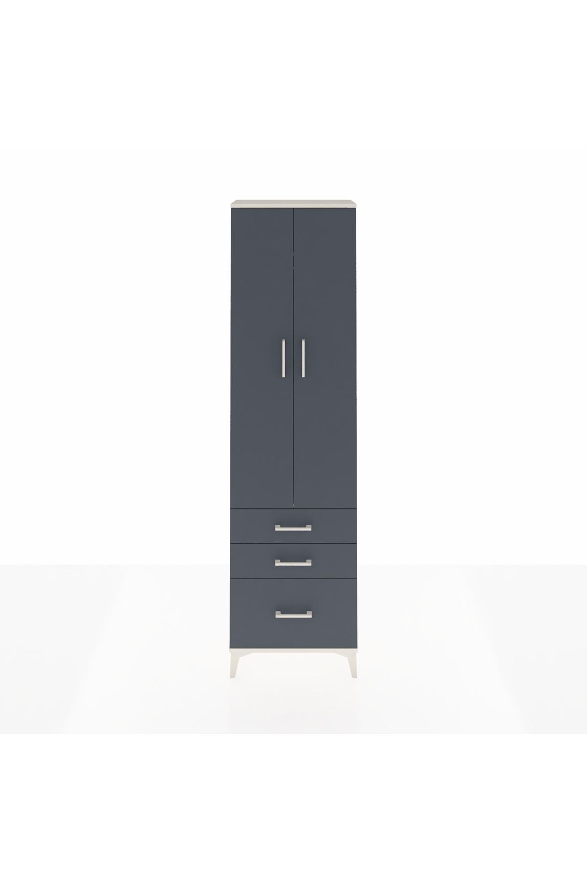 Arges Dolap 2 Raflı 3 Çekmeceli Tek Askılı 60x30x221 Aytaşı-Antrasit