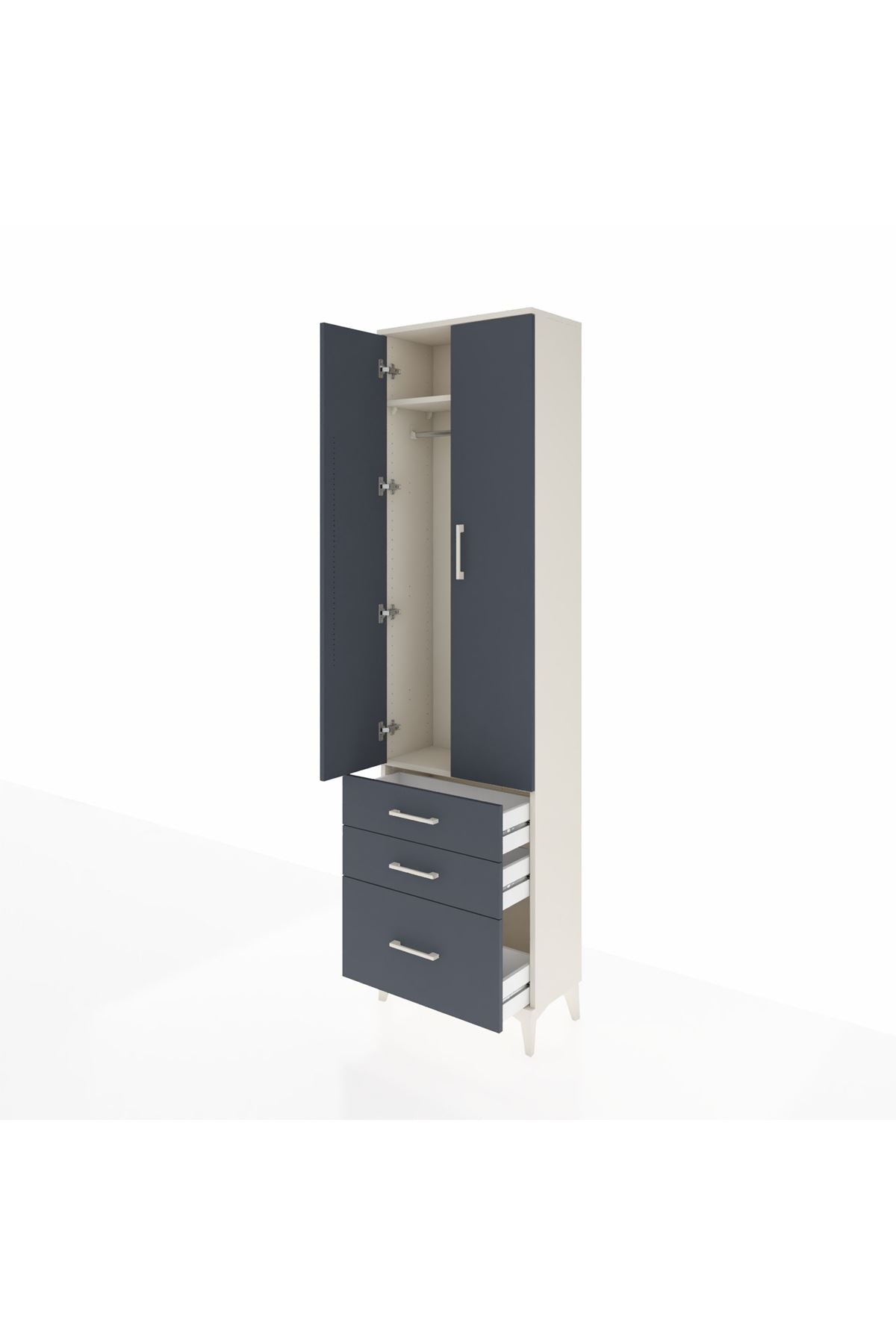 Arges Dolap 2 Raflı 3 Çekmeceli Tek Askılı 60x30x221 Aytaşı-Antrasit