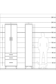 Arges Dolap 2 Raflı 3 Çekmeceli Tek Askılı 60x30x221 Aytaşı-Antrasit