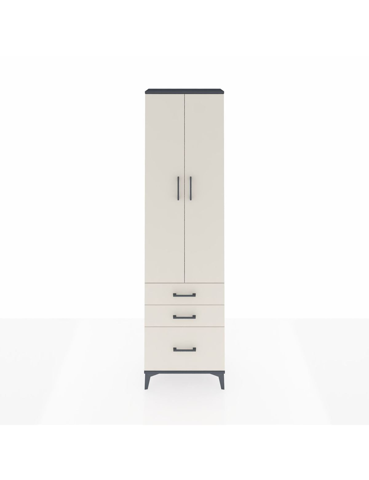 Arges Dolap 2 Raflı 3 Çekmeceli Tek Askılı 60x30x221 Antrasit-Aytaşı