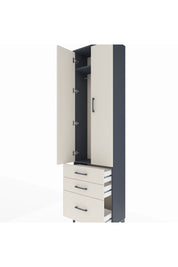 Arges Dolap 2 Raflı 3 Çekmeceli Tek Askılı 60x30x221 Antrasit-Aytaşı