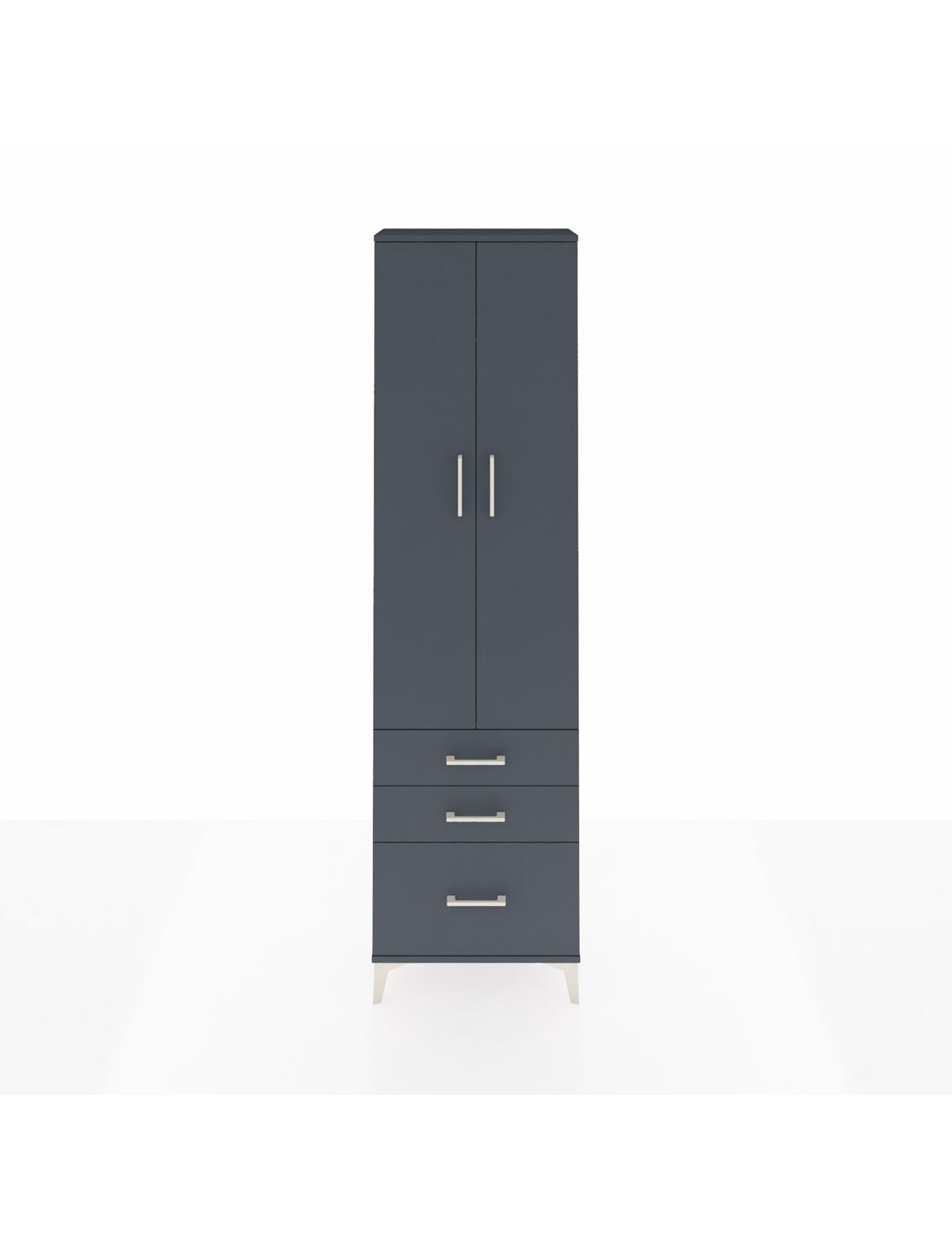 Arges Dolap 2 Raflı 3 Çekmeceli Tek Askılı 60x30x221 Antrasit-Antrasit