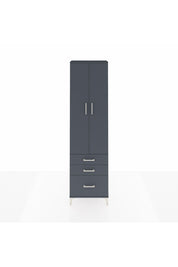 Arges Dolap 2 Raflı 3 Çekmeceli Tek Askılı 60x30x221 Antrasit-Antrasit