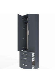 Arges Dolap 2 Raflı 3 Çekmeceli Tek Askılı 60x30x221 Antrasit-Antrasit