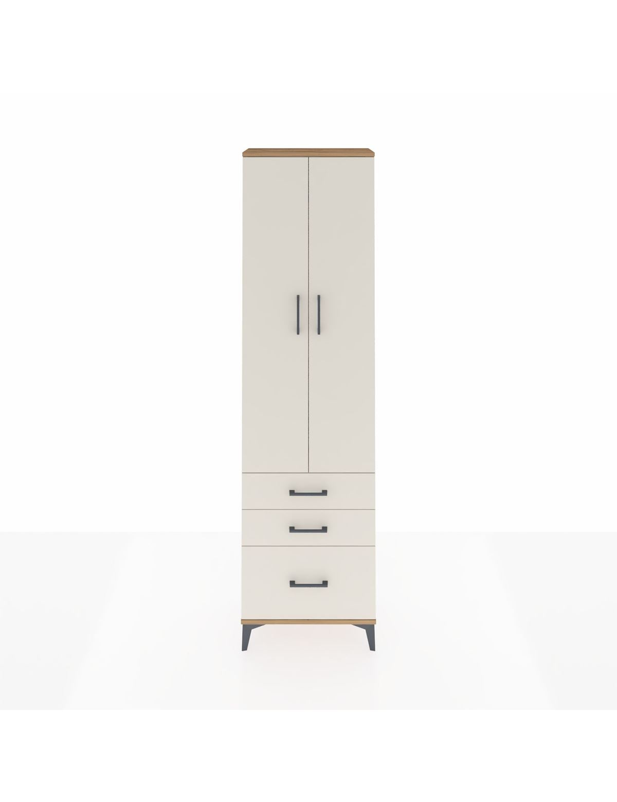 Arges Dolap 2 Raflı 3 Çekmeceli Tek Askılı 60x30x221 Çam-Aytaşı