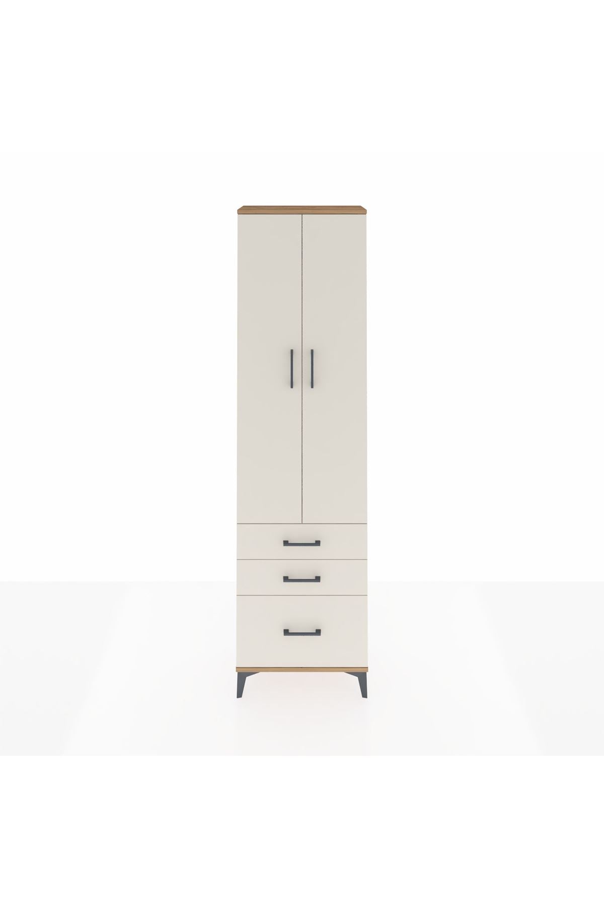 Arges Dolap 2 Raflı 3 Çekmeceli Tek Askılı 60x30x221 Çam-Aytaşı