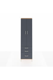 Arges Dolap 2 Raflı 3 Çekmeceli Tek Askılı 60x30x221 Çam-Antrasit