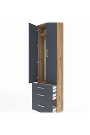 Arges Dolap 2 Raflı 3 Çekmeceli Tek Askılı 60x30x221 Çam-Antrasit
