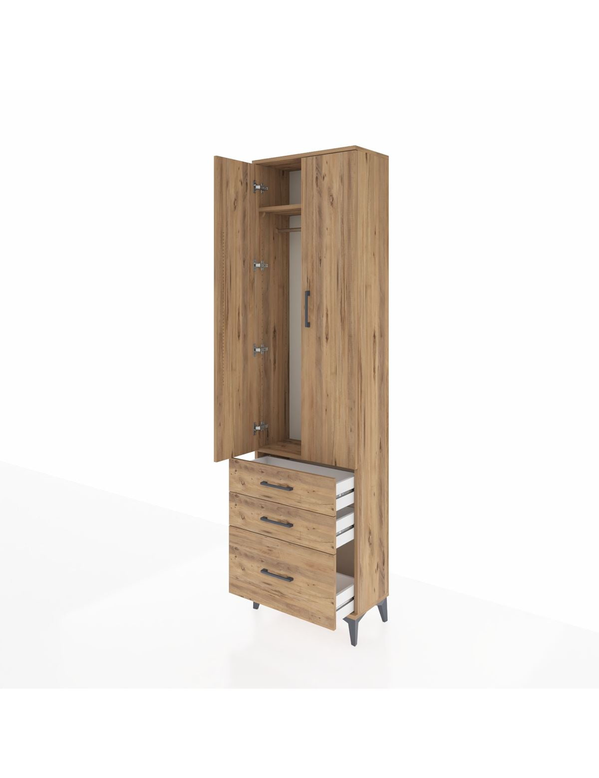 Arges Dolap 2 Raflı 3 Çekmeceli Tek Askılı 60x30x221 - S29M031V9A