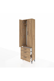 Arges Dolap 2 Raflı 3 Çekmeceli Tek Askılı 60x30x221 Çam-Çam