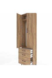 Arges Dolap 2 Raflı 3 Çekmeceli Tek Askılı 60x30x221 Çam-Çam