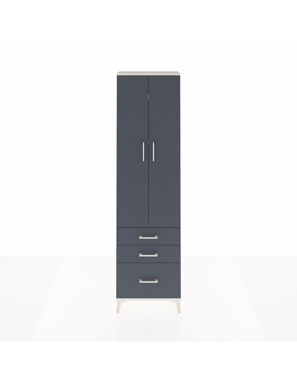 Arges Dolap 4 Raflı 3 Çekmeceli 2 Kapaklı 60x30x221 Aytaşı-Antrasit