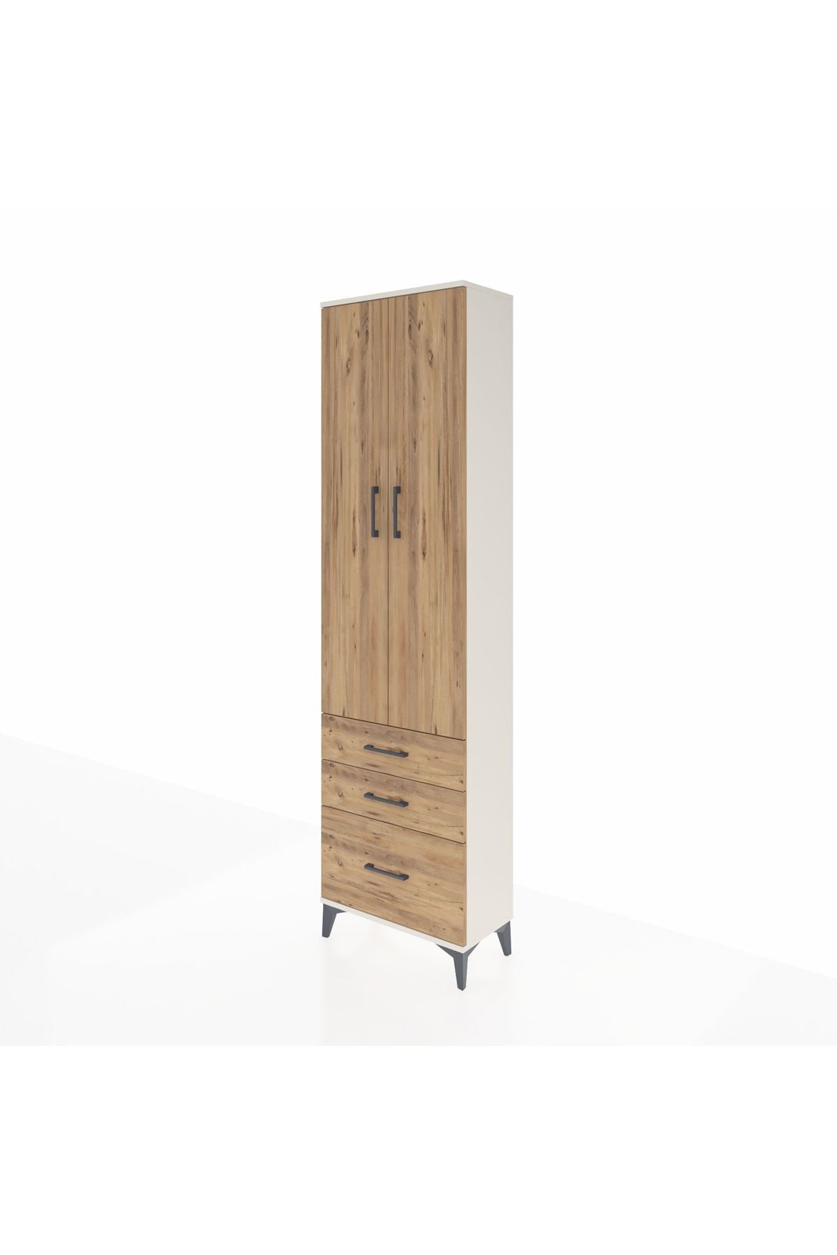 Arges Dolap 4 Raflı 3 Çekmeceli 2 Kapaklı 60x30x221 Aytaşı-Çam