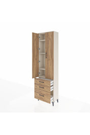 Arges Dolap 4 Raflı 3 Çekmeceli 2 Kapaklı 60x30x221 Aytaşı-Çam
