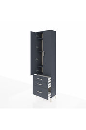 Arges Dolap 4 Raflı 3 Çekmeceli 2 Kapaklı 60x30x221 Antrasit-Antrasit