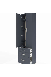 Arges Dolap 4 Raflı 3 Çekmeceli 2 Kapaklı 60x30x221 Antrasit-Antrasit