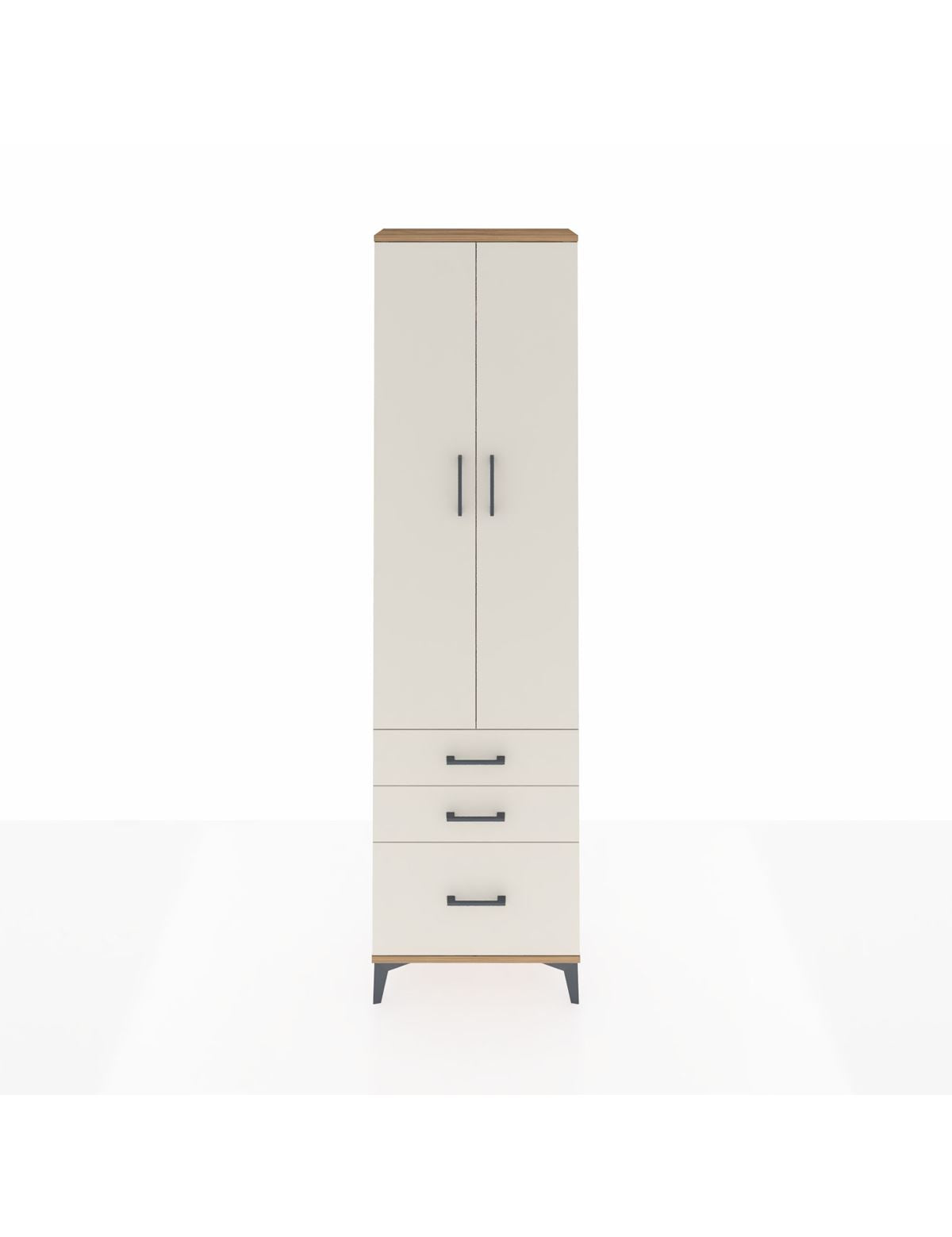 Arges Dolap 4 Raflı 3 Çekmeceli 2 Kapaklı 60x30x221 Çam-Aytaşı