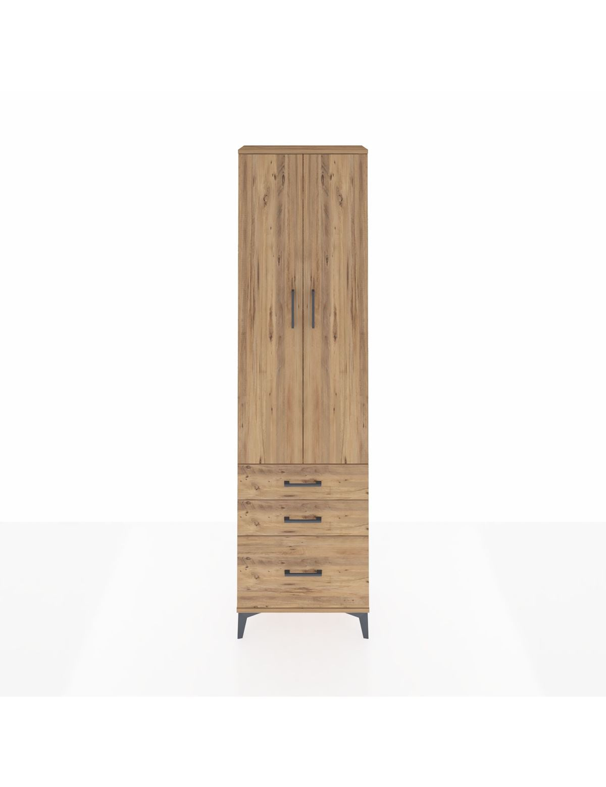 Arges Dolap 4 Raflı 3 Çekmeceli 2 Kapaklı 60x30x221 Çam-Çam