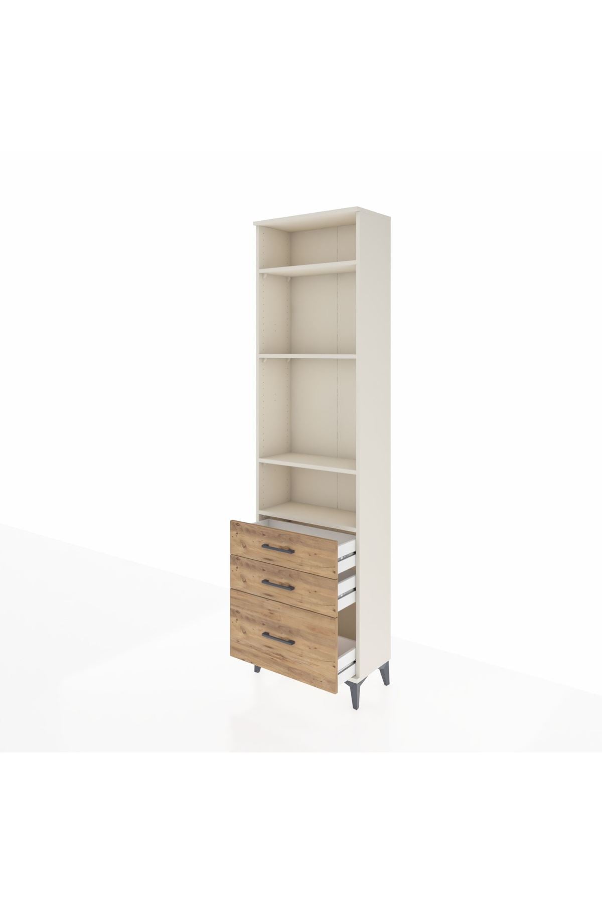 Arges Dolap 4 Raflı 3 Çekmeceli 60x30x221 Aytaşı-Çam