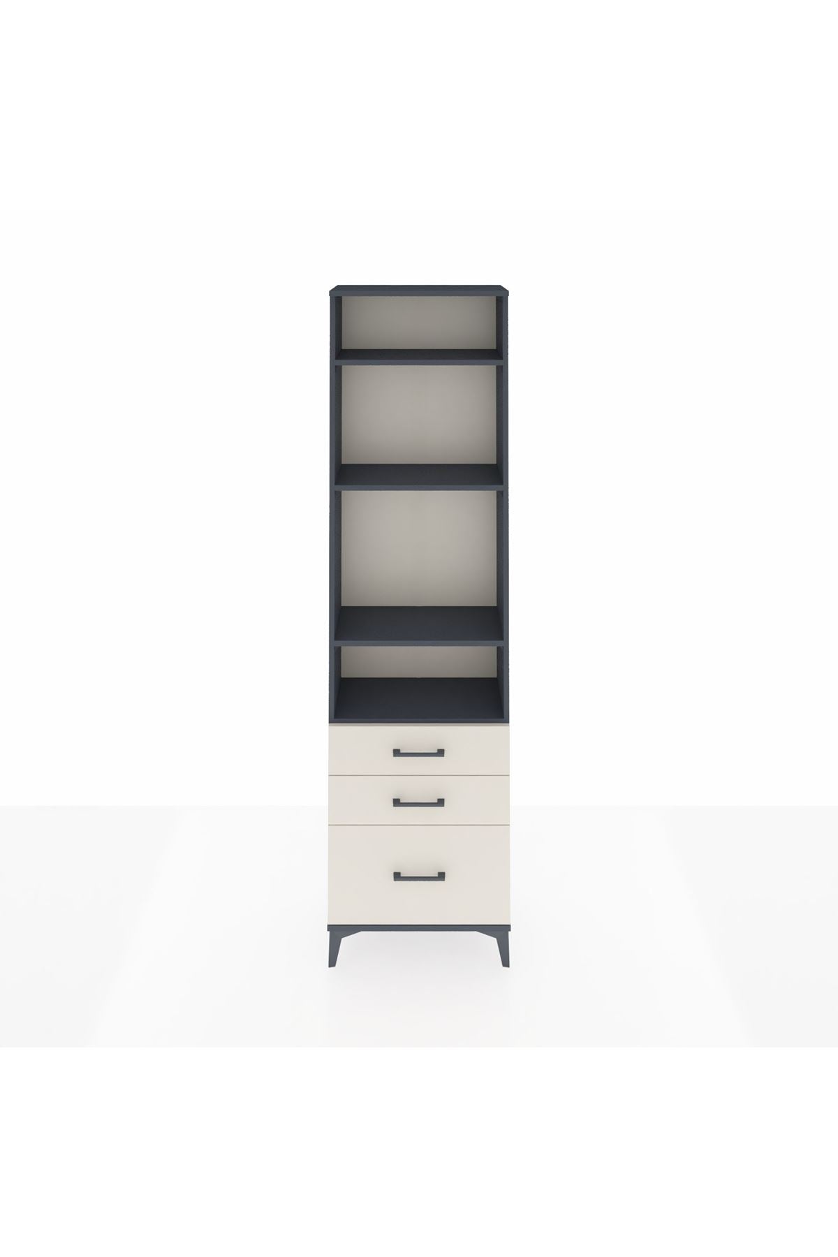 Arges Dolap 4 Raflı 3 Çekmeceli 60x30x221 Antrasit-Aytaşı