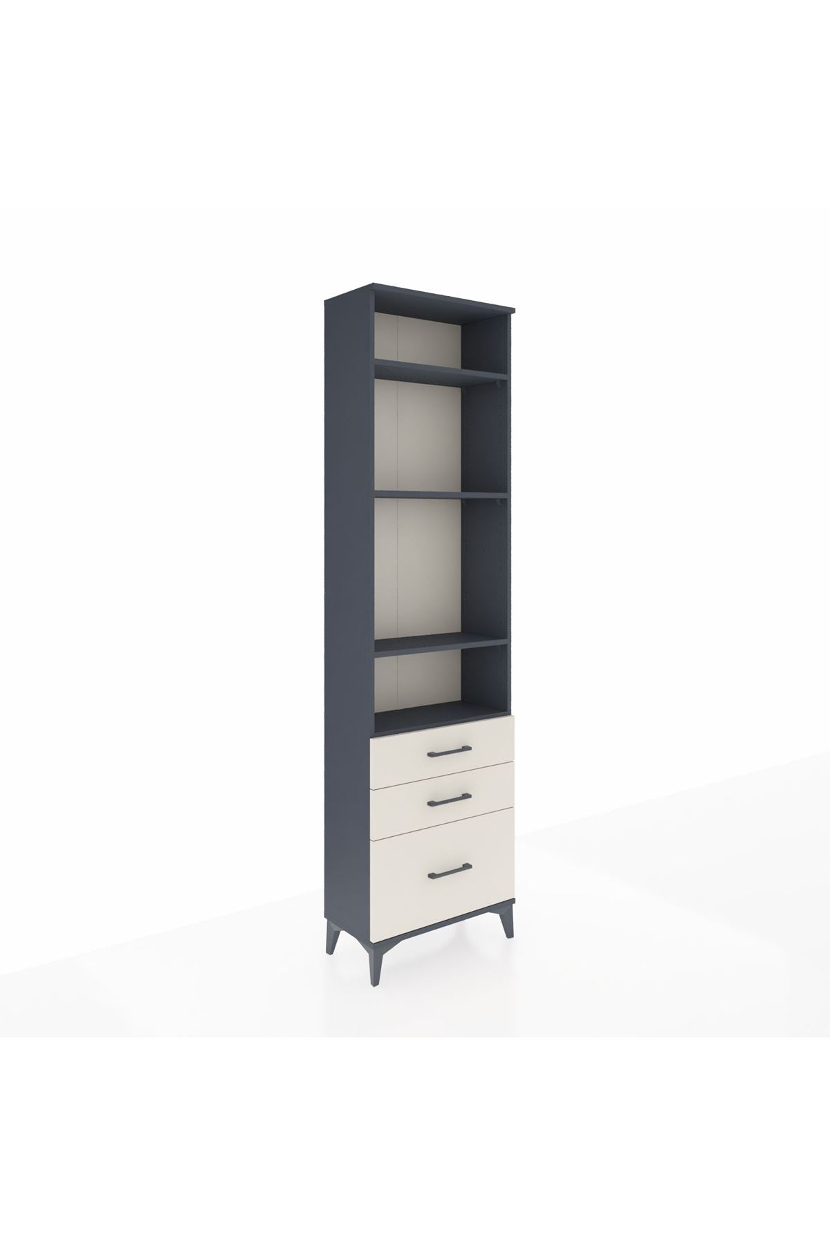 Arges Dolap 4 Raflı 3 Çekmeceli 60x30x221 Antrasit-Aytaşı