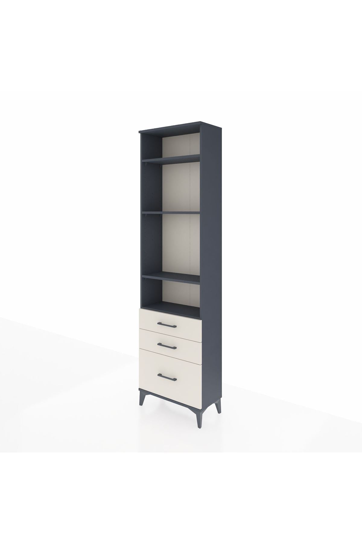 Arges Dolap 4 Raflı 3 Çekmeceli 60x30x221 Antrasit-Aytaşı