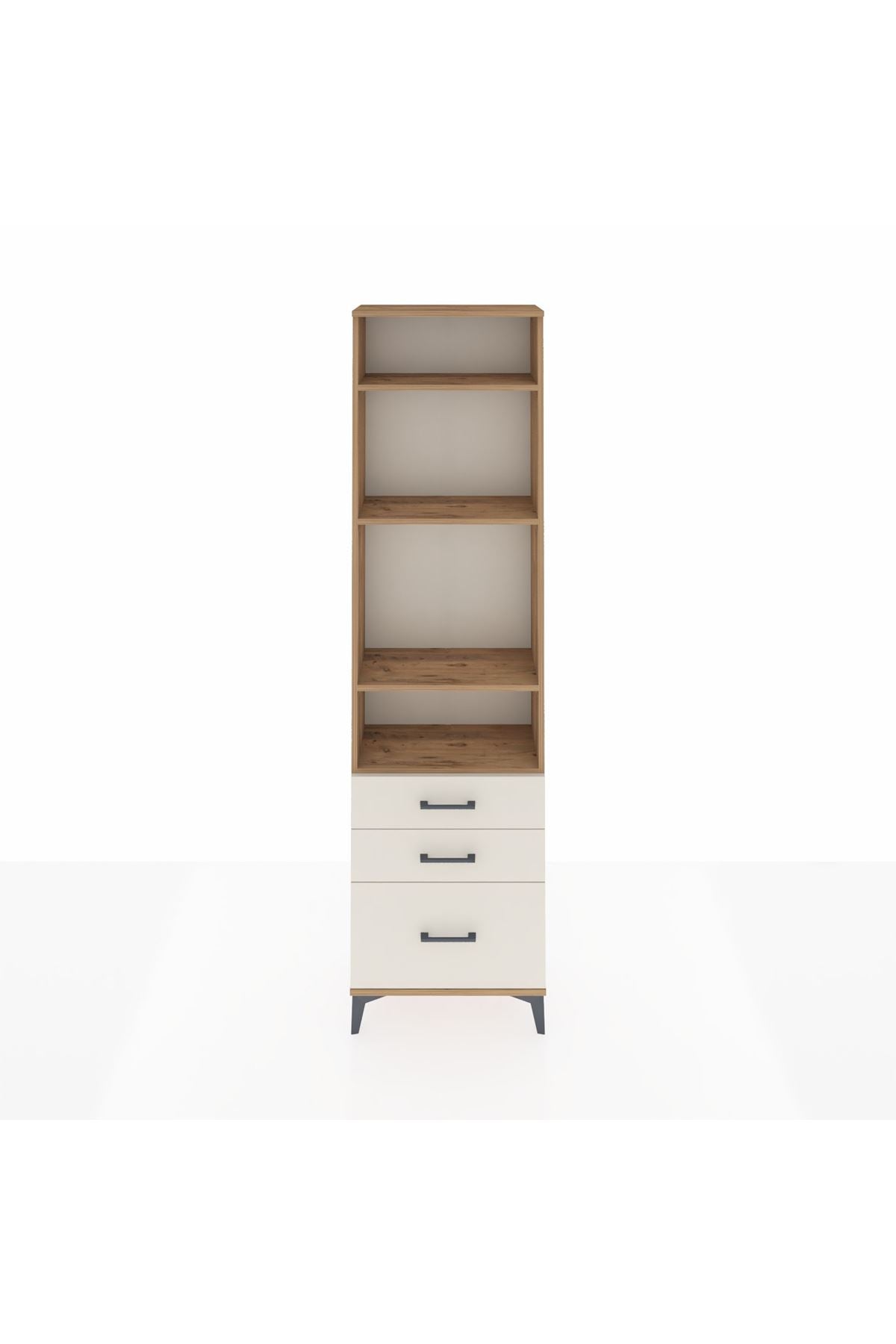 Arges Dolap 4 Raflı 3 Çekmeceli 60x30x221 Çam-Aytaşı