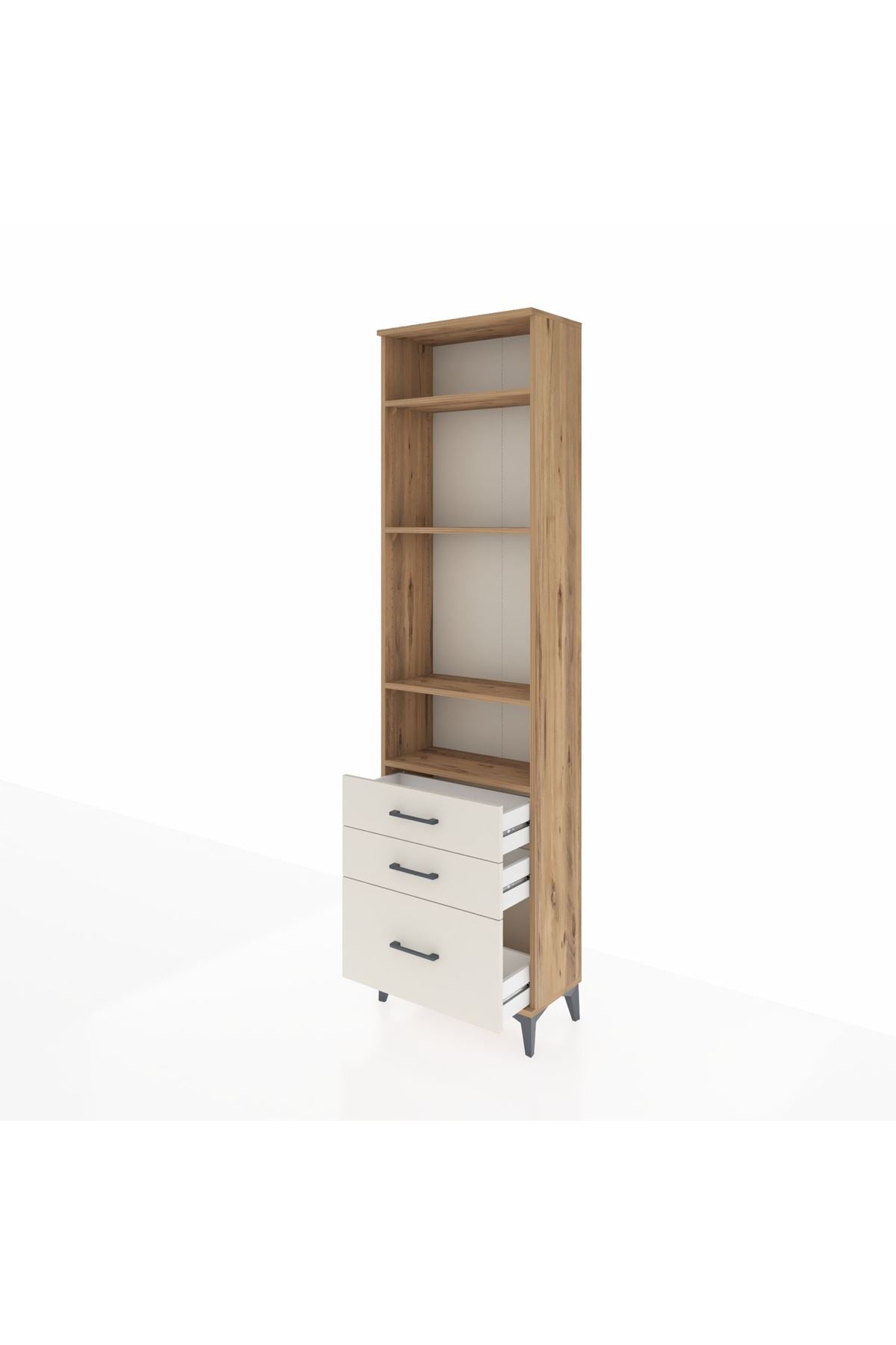 Arges Dolap 4 Raflı 3 Çekmeceli 60x30x221 Çam-Aytaşı