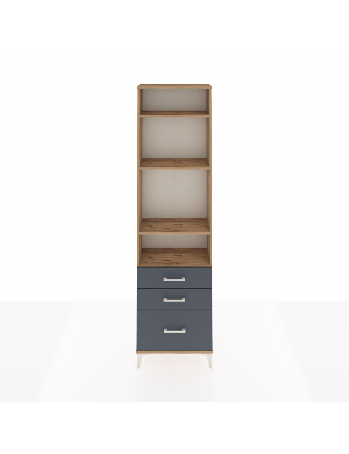 Arges Dolap 4 Raflı 3 Çekmeceli 60x30x221 Çam-Antrasit