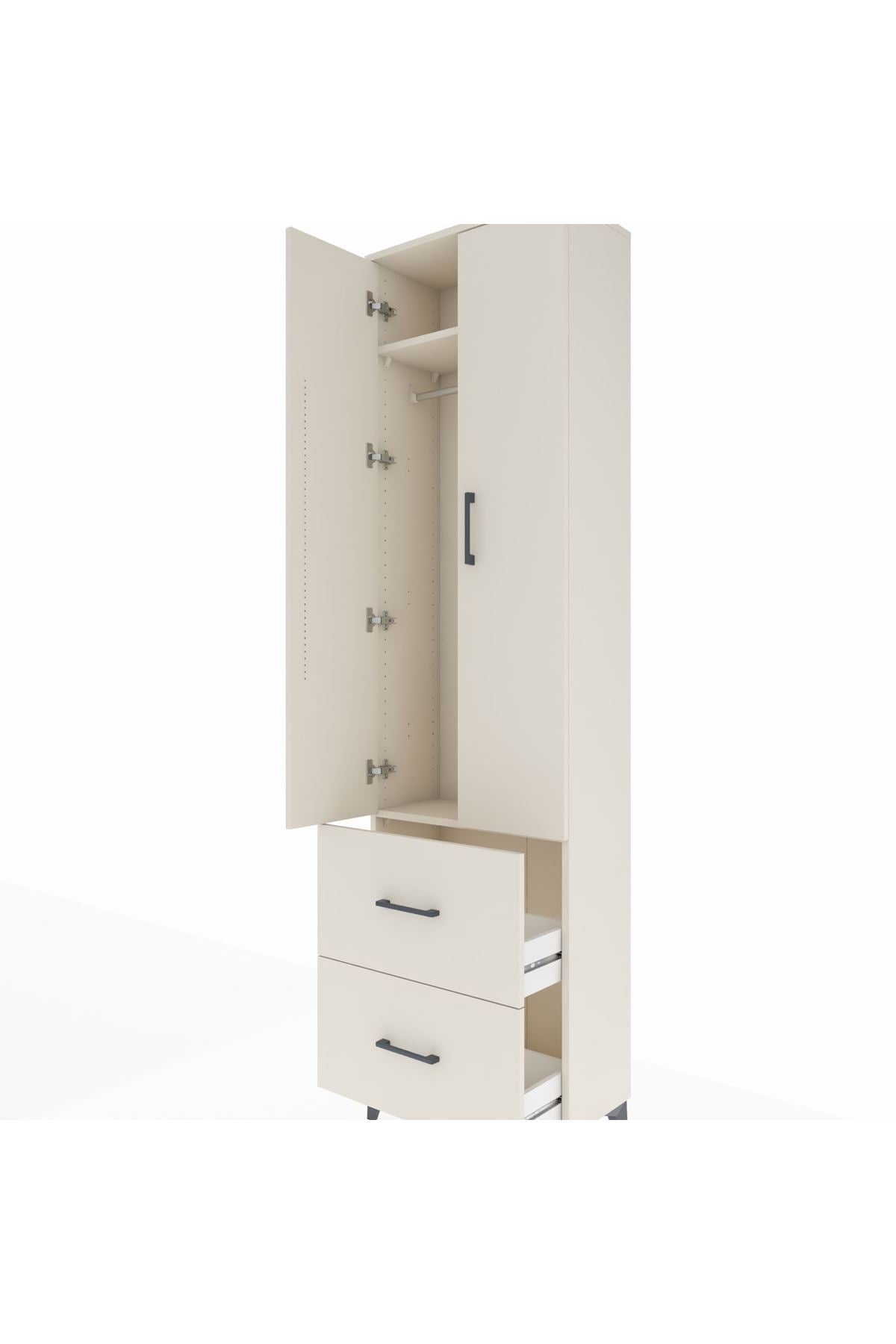 Arges Dolap 2 Raflı 2 Çekmeceli Tek Askılı 60x30x221 Aytaşı-Aytaşı