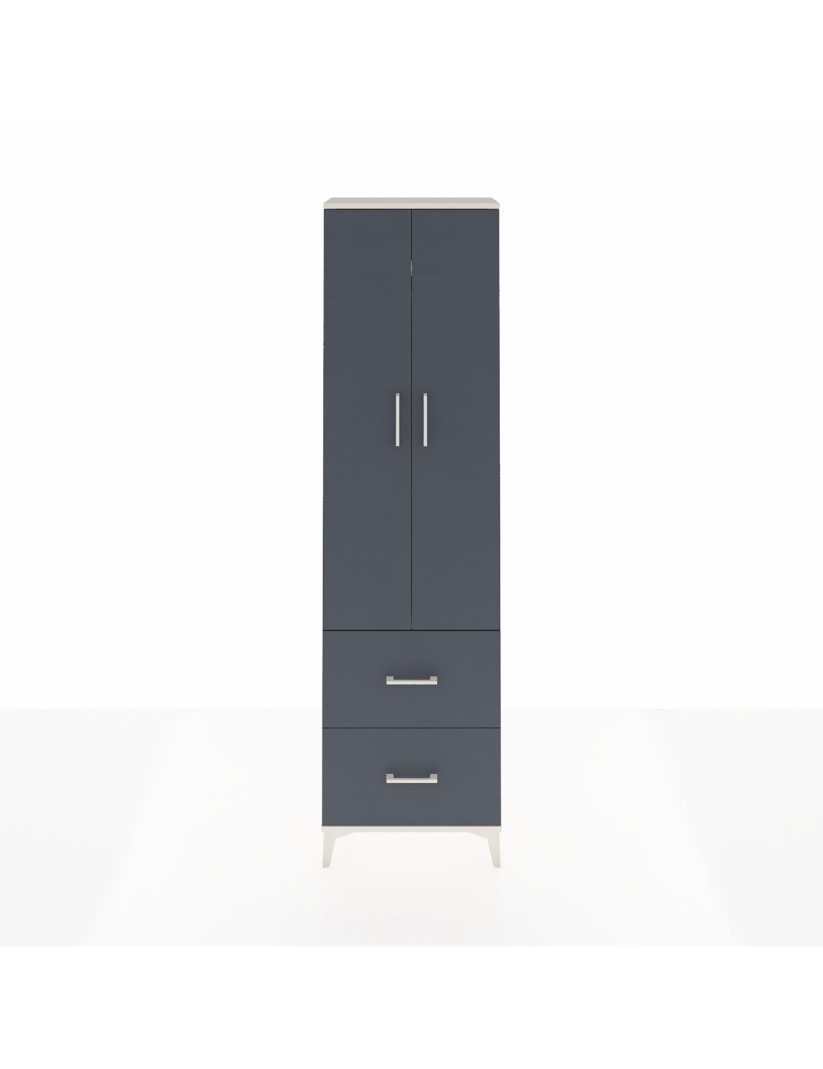 Arges Dolap 2 Raflı 2 Çekmeceli Tek Askılı 60x30x221 Aytaşı-Antrasit