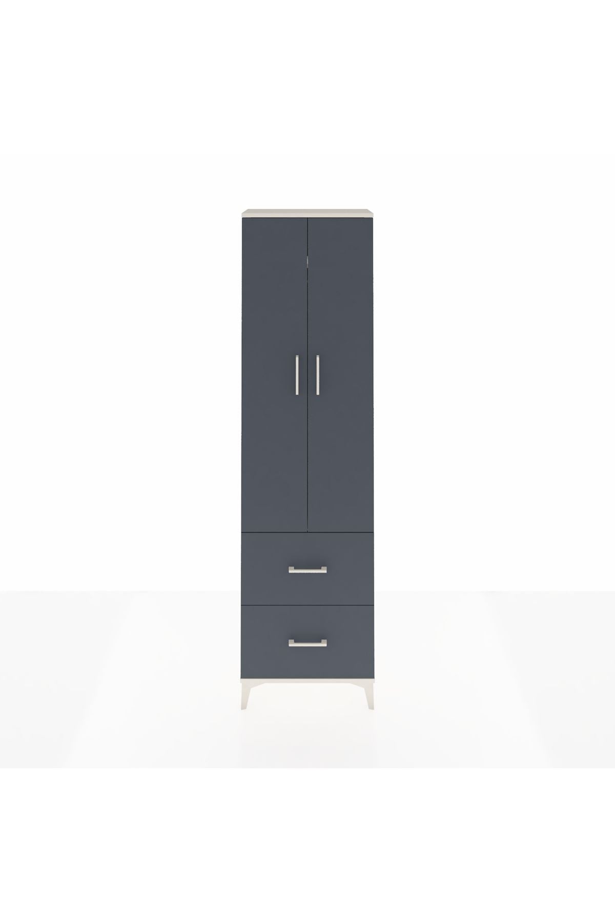 Arges Dolap 2 Raflı 2 Çekmeceli Tek Askılı 60x30x221 Aytaşı-Antrasit